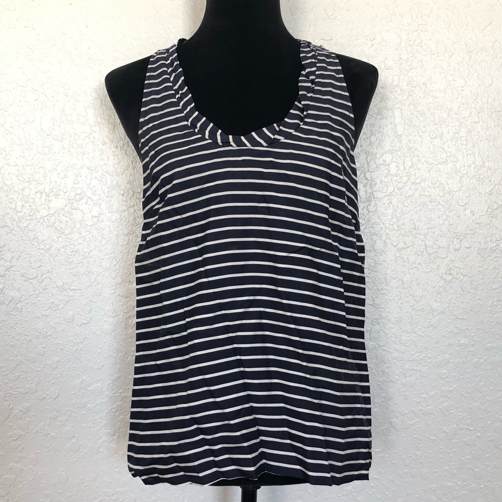J. Crew Navy Striped Silk Top